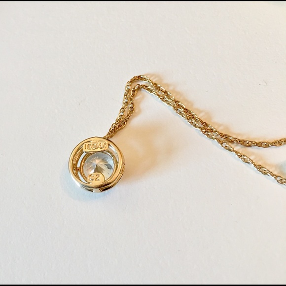 14k Gold CZ Bezel Necklace & Earrings Set - Picture 4 of 6